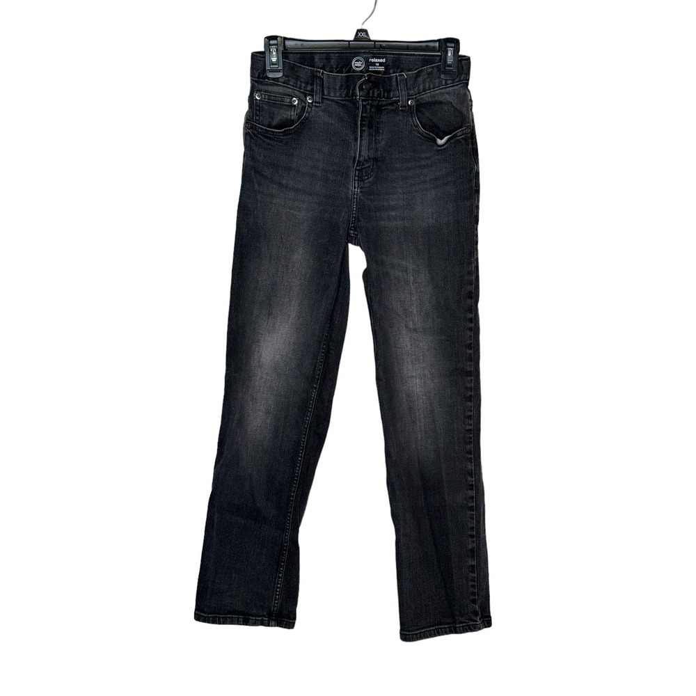 Wonder‎ Nation Girls Jeans Adjustable Waist Relaxed Straight Fit Denim Black 16
